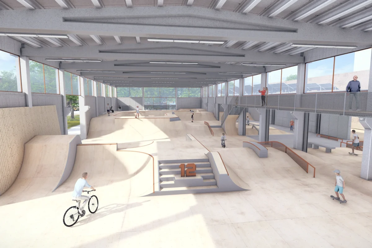 Documentació gràfica de la reforma de l'espai Hal-12 a Roskilde, Dinamarca. Per encàrrec de Nine-yards skatepark Co. i amb la col·laboració de pihlmann architects.