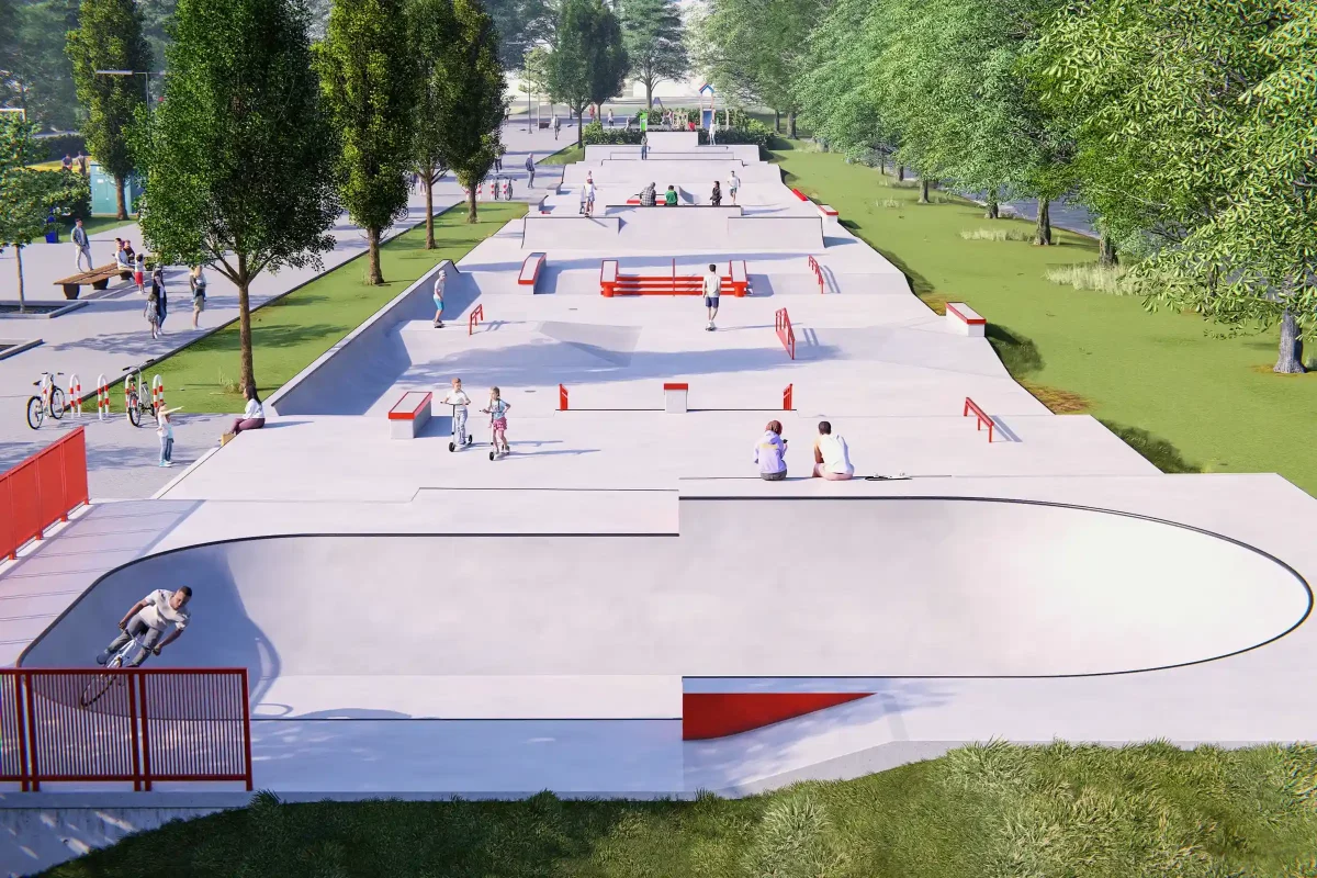 Proposta de re-disseny del skatepark d'Alphen aan de Rijn, Països Baixos. Disseny preliminar per part de Concrete Matters. Per encàrrec de Nine-yards skatepark Co.