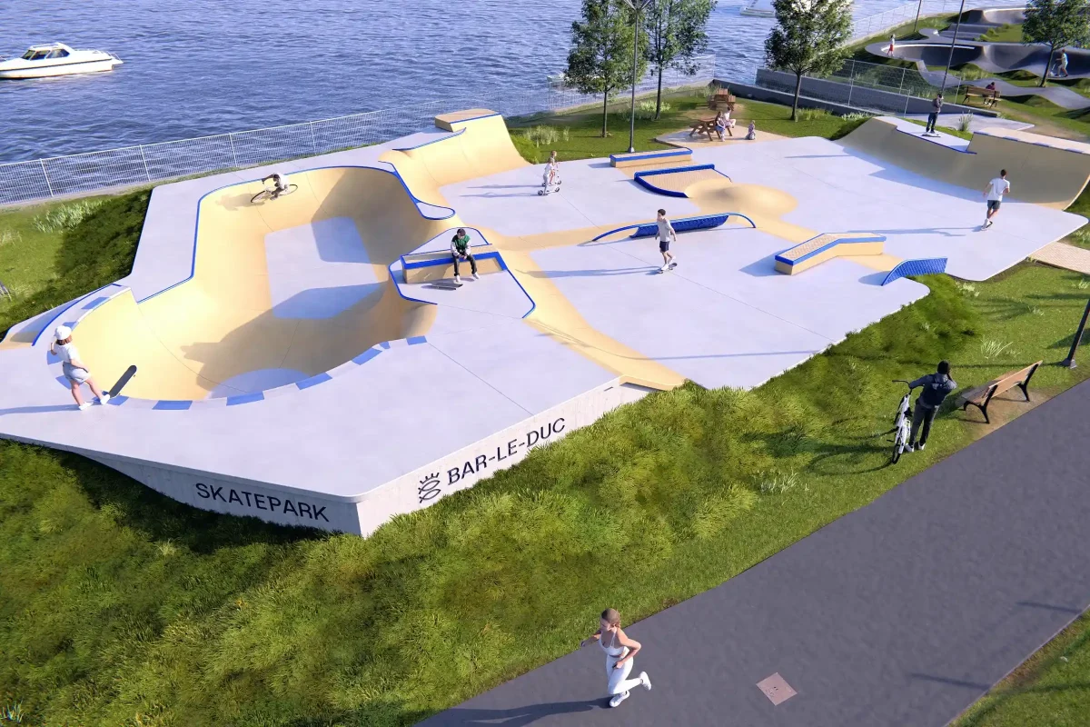 Projecte de skatepark i pumptrack a Bar-le-Duc, França. Mandat d' H-tracks pumptracks amb Airline skateparks. Amb la col·laboració de Cruise-control.