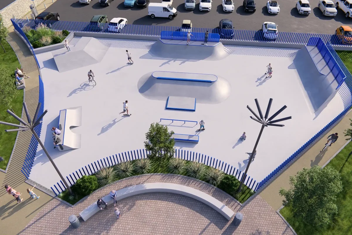 Proposta de disseny del skatepark de Thurles, Irlanda. Per encàrrec de Vulcano Skateparks, mandat de Browne Brothers Site Services.