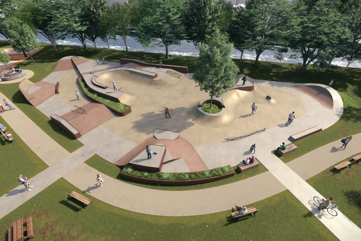 Documentació gràfica del projecte de skatepark a Dordrecht, Països Baixos. Per encàrrec de Nine-yards skatepark Co. Disseny de Huub Slinger.